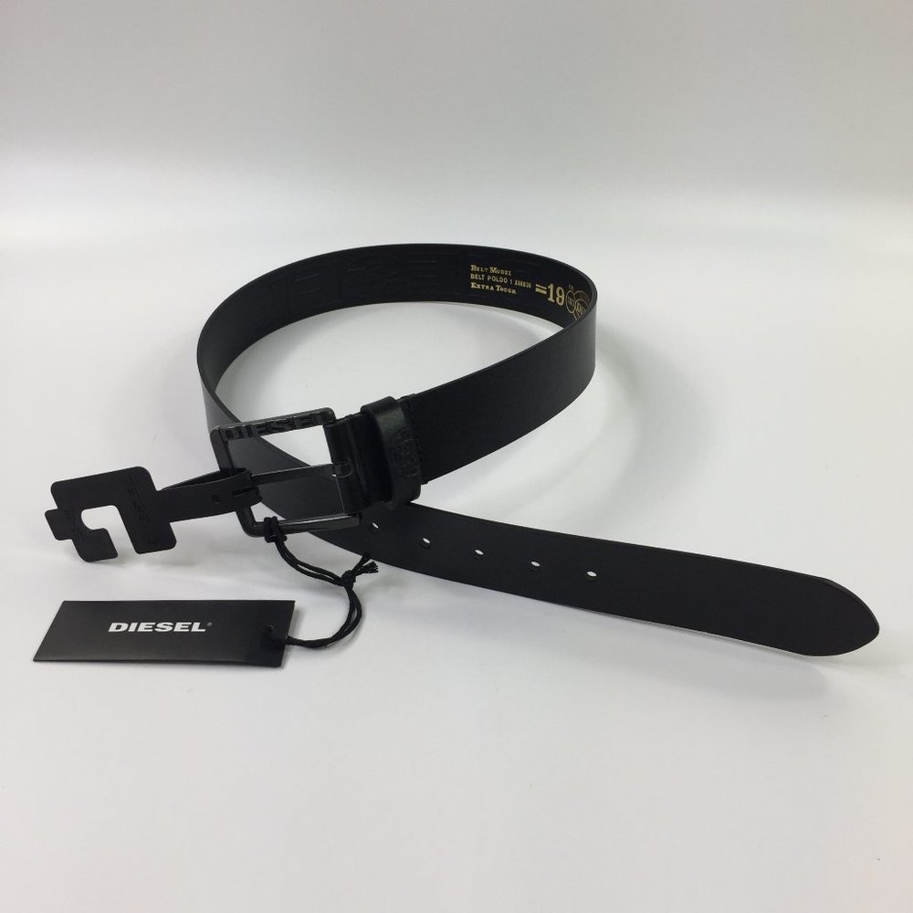 Diesel Belt Black Poldo1 Gunmetal Buckle